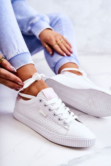 Baskets en cuir naturel BIG STAR HH274073 Coloris blanc-rose