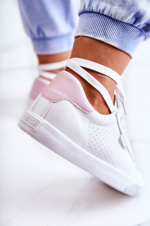 Naturleder-Sneaker BIG STAR HH274073 Weiß-rosa Farbe Naturleder-Sneaker BIG STAR HH274073 Weiß-rosa Farbe