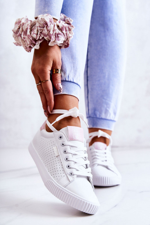 Baskets en cuir naturel BIG STAR HH274073 Coloris blanc-rose