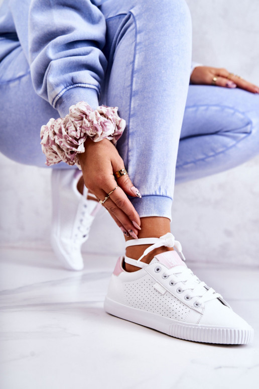 Naturleder-Sneaker BIG STAR HH274073 Weiß-rosa Farbe Naturleder-Sneaker BIG STAR HH274073 Weiß-rosa Farbe