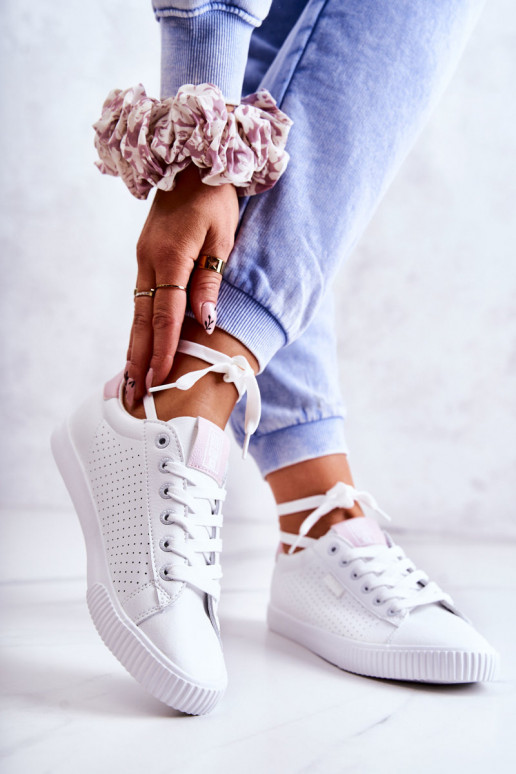 Baskets en cuir naturel BIG STAR HH274073 Coloris blanc-rose Baskets en cuir naturel BIG STAR HH274073 Coloris blanc-rose