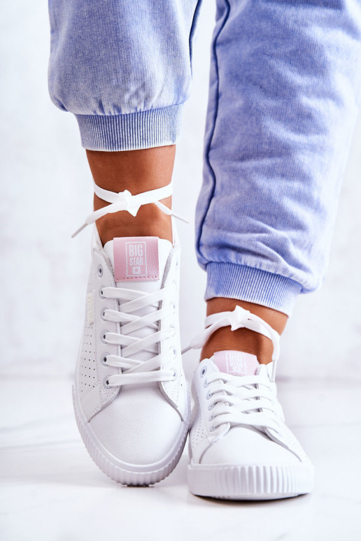 Baskets en cuir naturel BIG STAR HH274073 Coloris blanc-rose Baskets en cuir naturel BIG STAR HH274073 Coloris blanc-rose