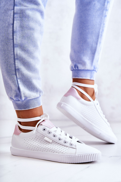 Natuurlijk leren sneakers BIG STAR HH274073 Wit-roze kleur Natuurlijk leren sneakers BIG STAR HH274073 Wit-roze kleur