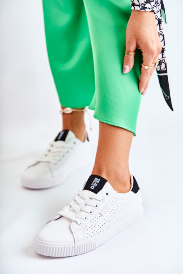 Baskets en cuir naturel BIG STAR HH274071 Couleur blanc-noir 2