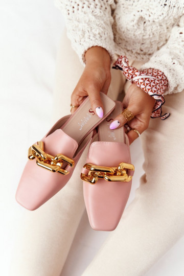 Chaussons roses à talons et chaîne Call On Me 2