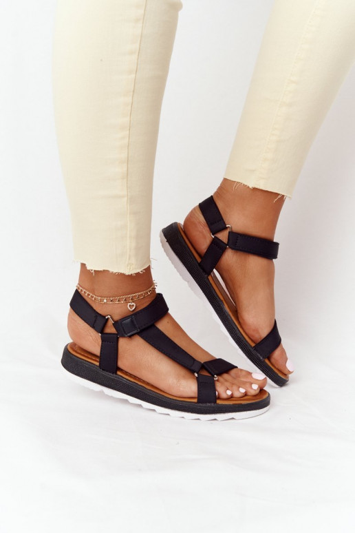 Damensandalen mit Gummisohlen in der Farbe Schwarz Stranger