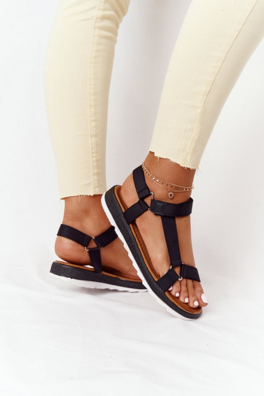 Damensandalen mit Gummisohlen in der Farbe Schwarz Stranger