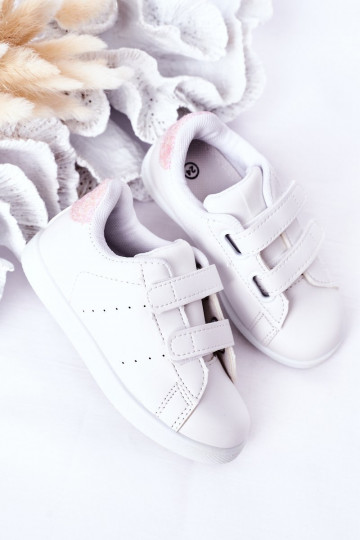 Baskets enfant à attaches adhésives Coloris blanc-rose Cute Girl