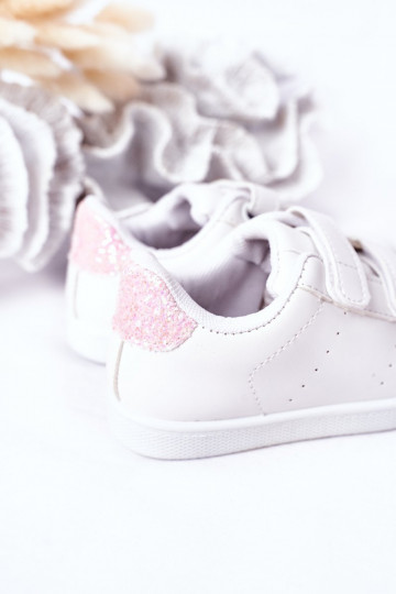 Baskets enfant à attaches adhésives Coloris blanc-rose Cute Girl 2