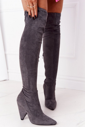 Bottines à talons hauts en daim Lu Boo de couleur grise 2