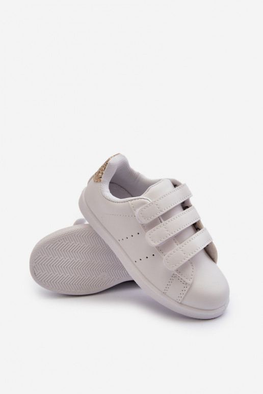 Kindersneakers met zelfklevende sluitingen Wit-goud kleur Cute Girl Kindersneakers met zelfklevende sluitingen Wit-goud kleur Cute Girl