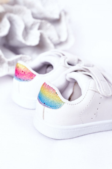 Kindersneaker mit Klebeverschlüssen Weiß-Regenbogenfarbe Cute Girl