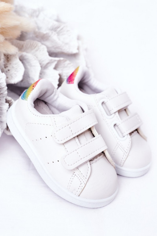 Baskets enfant à fermetures adhésives Couleur blanc-arc-en-ciel Cute Girl