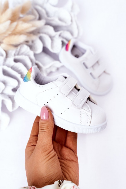 Kindersneaker mit Klebeverschlüssen Weiß-Regenbogenfarbe Cute Girl