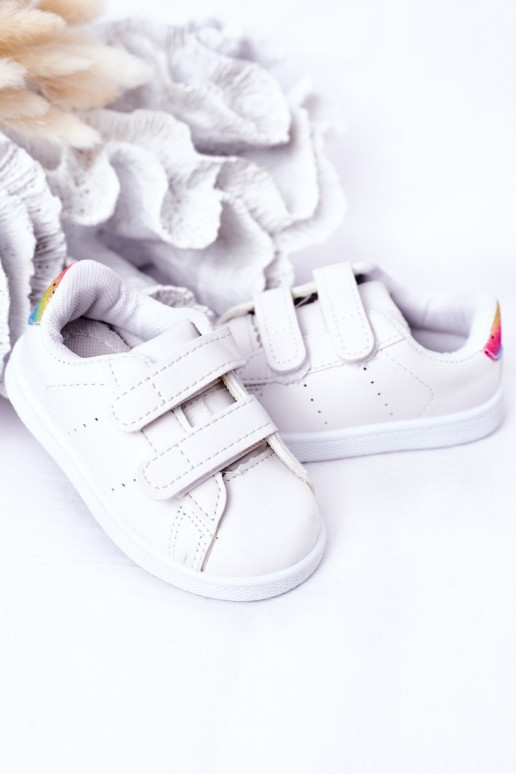 Kindersneakers met zelfklevende sluitingen Wit-regenboogkleur Cute Girl