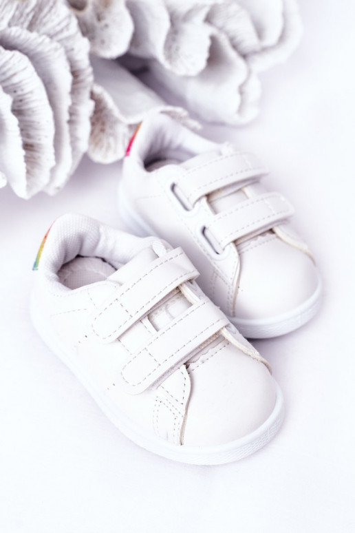 Kindersneakers met zelfklevende sluitingen Wit-regenboogkleur Cute Girl