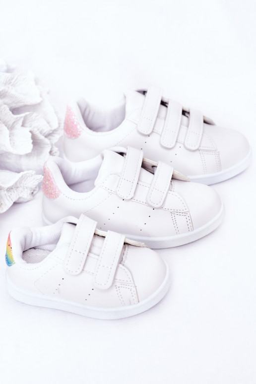 Baskets enfant à fermetures adhésives Couleur blanc-arc-en-ciel Cute Girl
