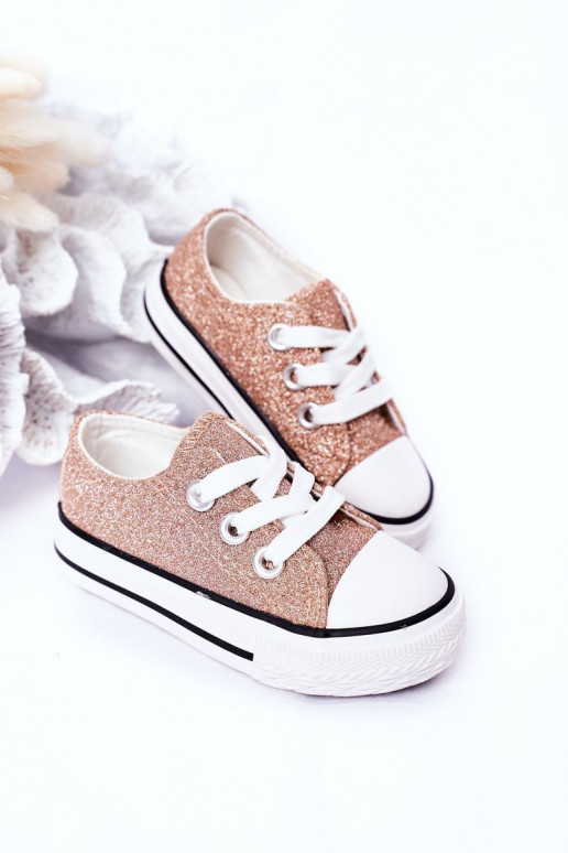 Chaussures décontractées pour enfants à paillettes de couleur or rose Bling-Bling