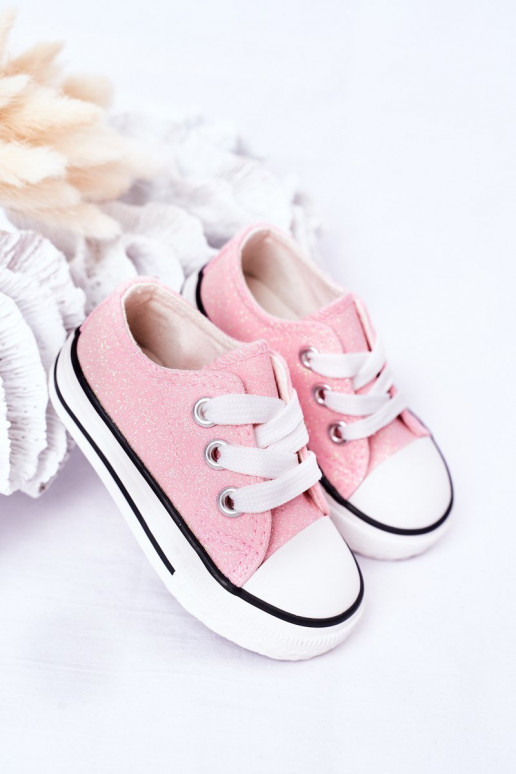 Kindercasual schoenen met glitters in roze kleur Bling-Bling Kindercasual schoenen met glitters in roze kleur Bling-Bling