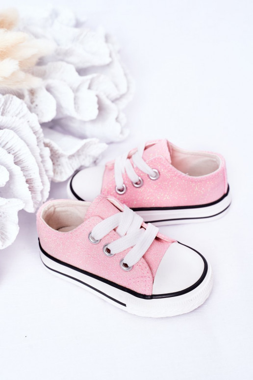 Chaussures décontractées pour enfants à paillettes de couleur rose Bling-Bling