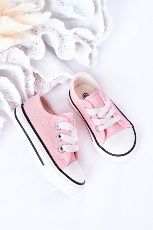 Kindercasual schoenen met glitters in roze kleur Bling-Bling Kindercasual schoenen met glitters in roze kleur Bling-Bling