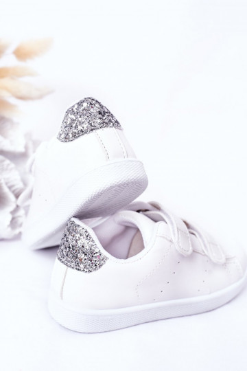 Baskets enfant à attaches adhésives Couleur blanc-argent Cute Girl