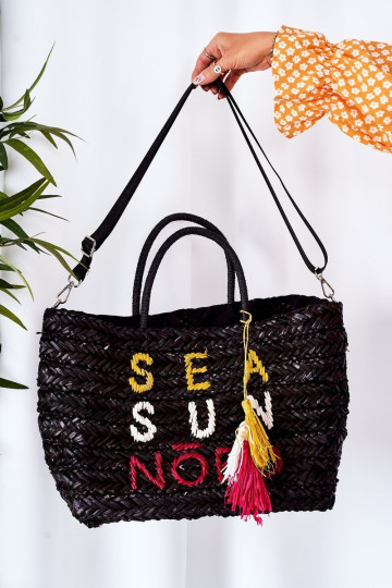 Sac à main de plage tressé NOBO XK0410 noir 2