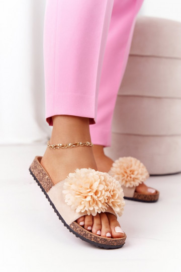 Pantoffels beige Flowerbomb 2