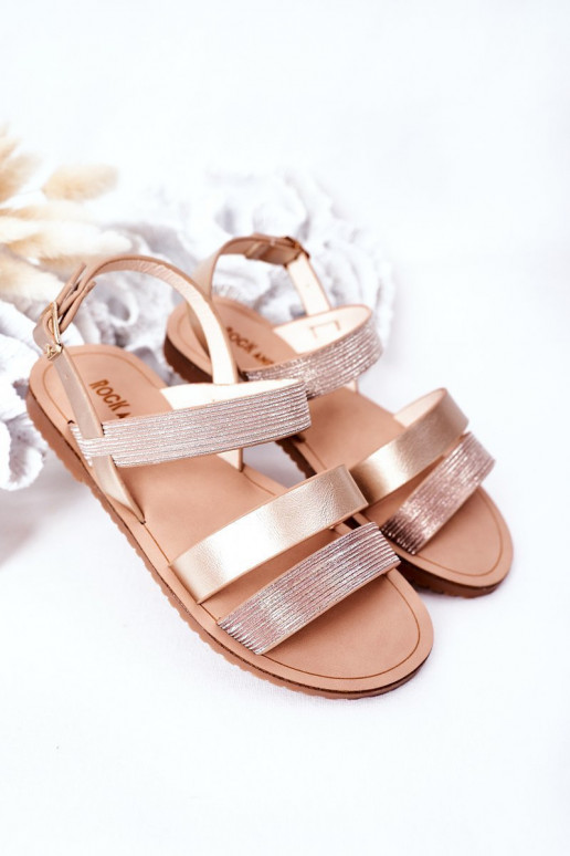 Glänzende Kindersandalen in der Farbe Roségold, Natalie
