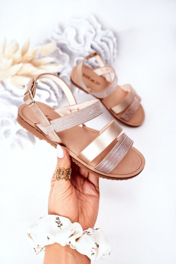 Sandales brillantes pour enfants couleur or rose Natalie 2