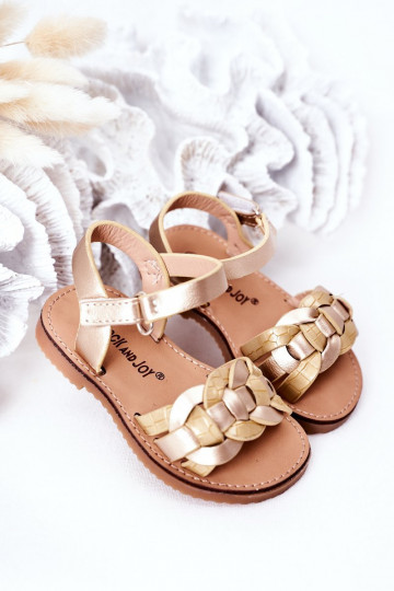 Sandalen für Kinder mit Schlangenprint in Goldfarbe Baxlee