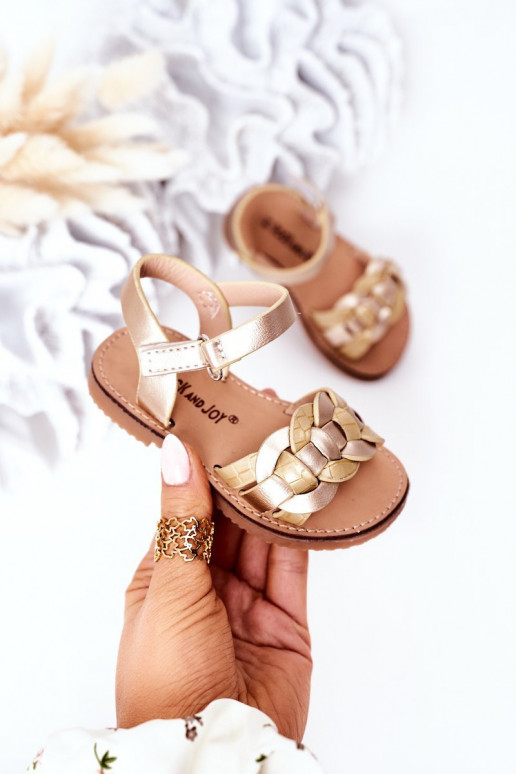 Sandales pour enfants avec imprimé serpent de couleur or Baxlee