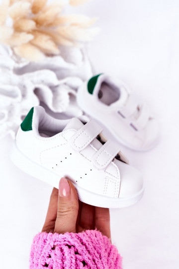 Kindersneakers met zelfklevende sluitingen Wit-groene kleur California