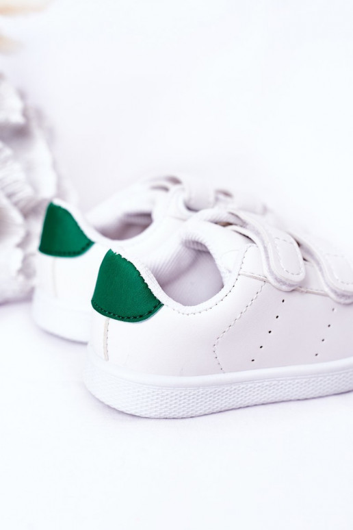 Kindersneakers met zelfklevende sluitingen Wit-groene kleur California Kindersneakers met zelfklevende sluitingen Wit-groene kleur California