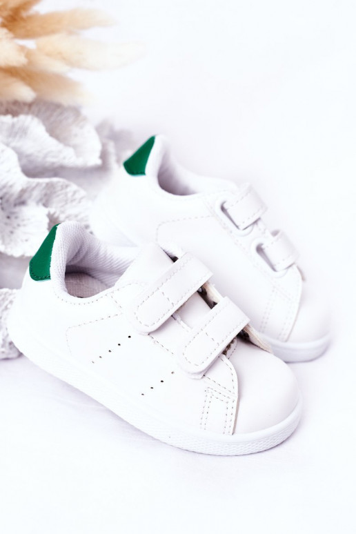 Kindersneakers met zelfklevende sluitingen Wit-groene kleur California Kindersneakers met zelfklevende sluitingen Wit-groene kleur California