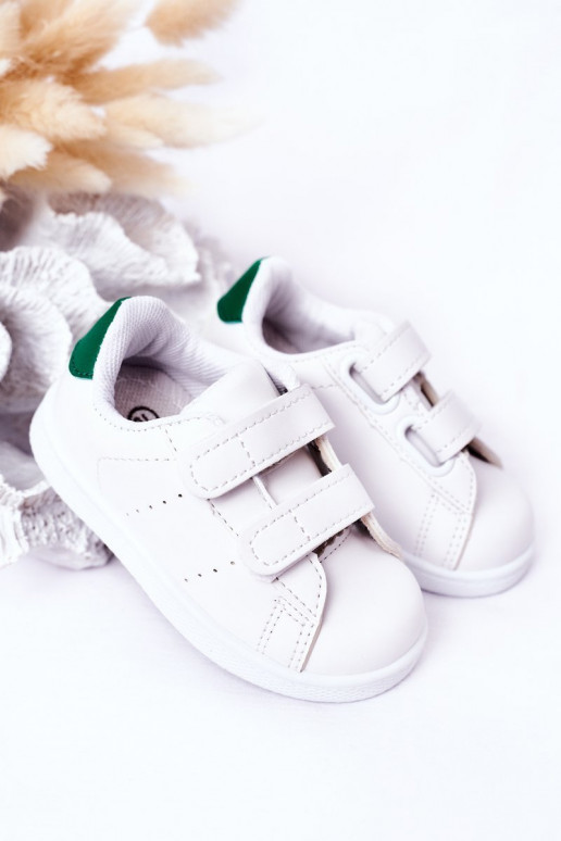 Kindersneakers met zelfklevende sluitingen Wit-groene kleur California Kindersneakers met zelfklevende sluitingen Wit-groene kleur California