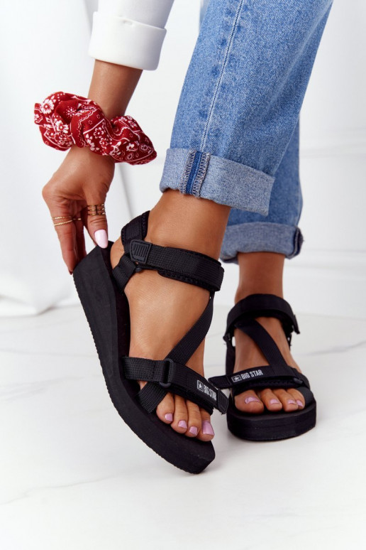 Lichte pantoffels Platformsandalen Big Star FF274A349 zwarte kleur Lichte pantoffels Platformsandalen Big Star FF274A349 zwarte kleur