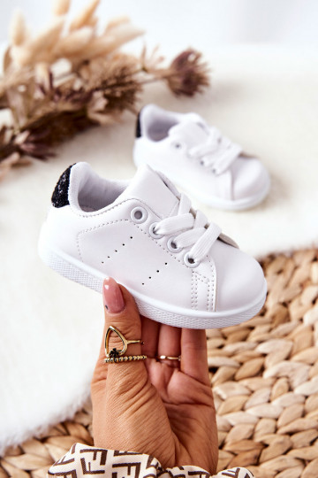 Kindersneakers Wit-zwarte kleur Glanzend