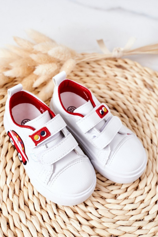 Chaussures de loisirs enfant à attaches adhésives Coloris blanc-rouge Taxi