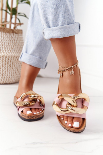 Slippers met kettingen in roze kleur Last Dance