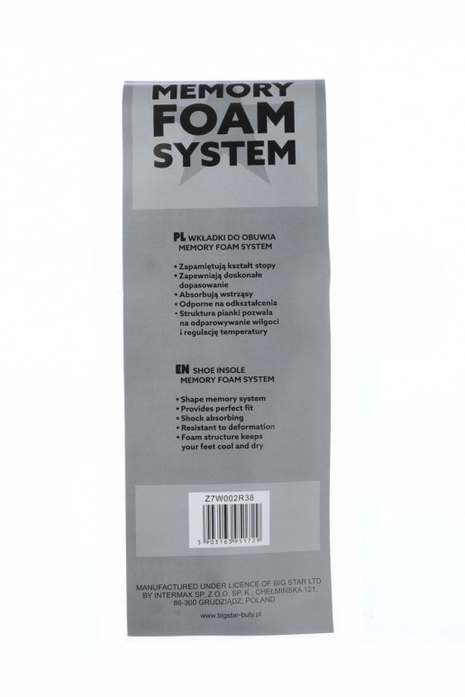Semelles intérieures de chaussures BIG STAR Memory Foam System 2 paires