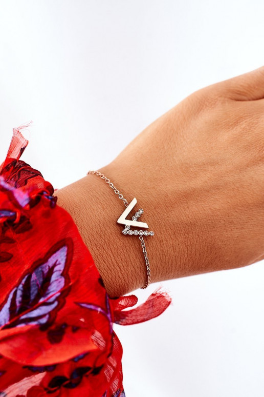 Armband met een kettinkje met fonkelende ogen in roségouden kleur Armband met een kettinkje met fonkelende ogen in roségouden kleur