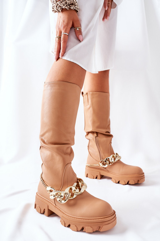 Bottes longues avec détails élégants de couleur marron Cecina Bottes longues avec détails élégants de couleur marron Cecina