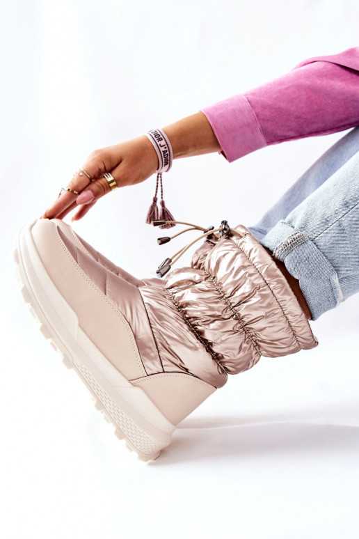 verwarmde snowboots met ritsen in goudkleur Starbone verwarmde snowboots met ritsen in goudkleur Starbone