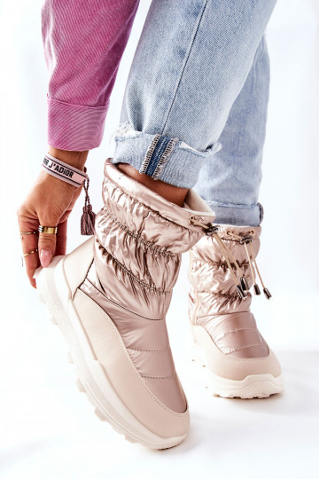 Warme Schneestiefel mit Reißverschlüssen in der Farbe Gold von Starbone 2