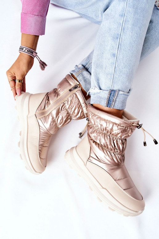 Warme Schneestiefel mit Reißverschlüssen in der Farbe Gold von Starbone Warme Schneestiefel mit Reißverschlüssen in der Farbe Gold von Starbone