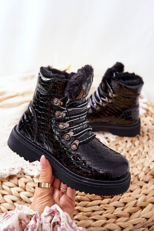 Bottes chaudes pour enfants avec fourrure à l'intérieur Couleur noir Doreen Bottes chaudes pour enfants avec fourrure à l'intérieur Couleur noir Doreen