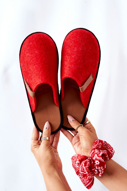 Chaussons faits maison II267002 couleur rouge-marron