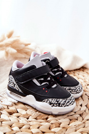 Baskets enfant Lin noir et rouge