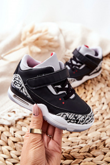 Baskets enfant Lin noir et rouge 2